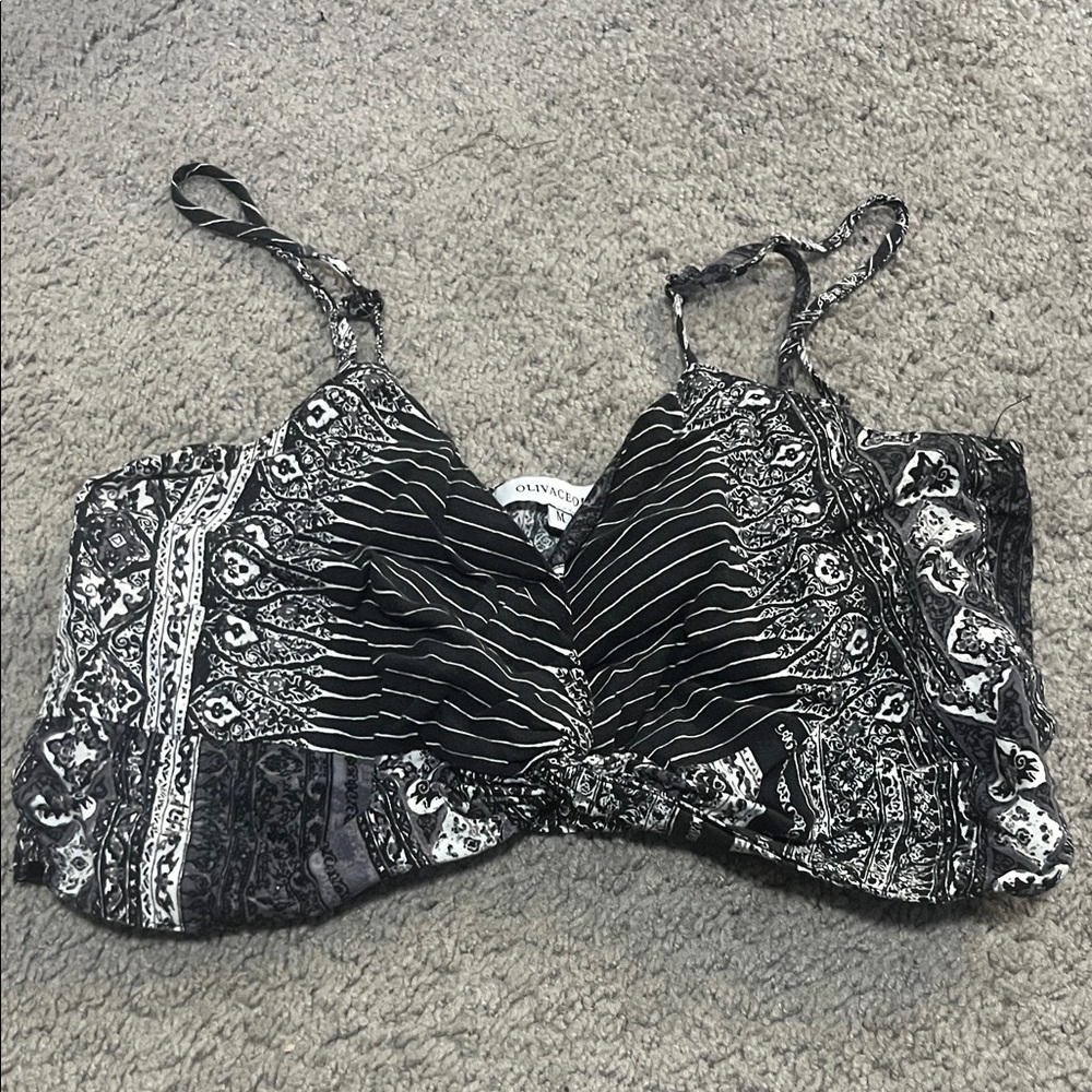 Olivaceous Black and White Crop Top